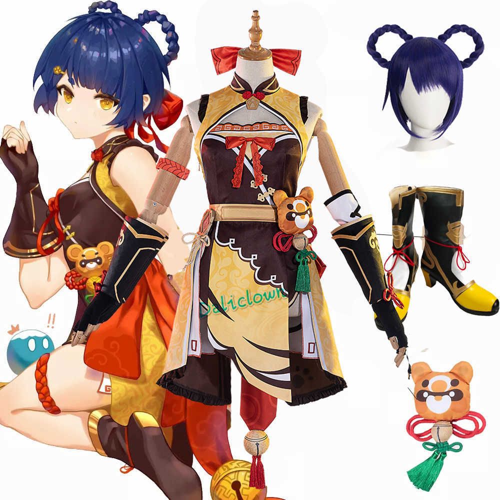 Game Genshin Impact Xiangling Cosplay Costume Dress