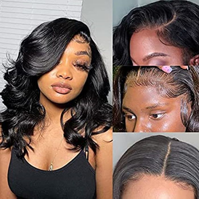 Body Wave Human Hair Wig Side Part shoulder length Bob Brazilian wavy Lace Front Remy Wigs Body Wave Human Hair Wig Side Part shoulder length Bob Brazilian wavy Lace Front Remy Wigs
