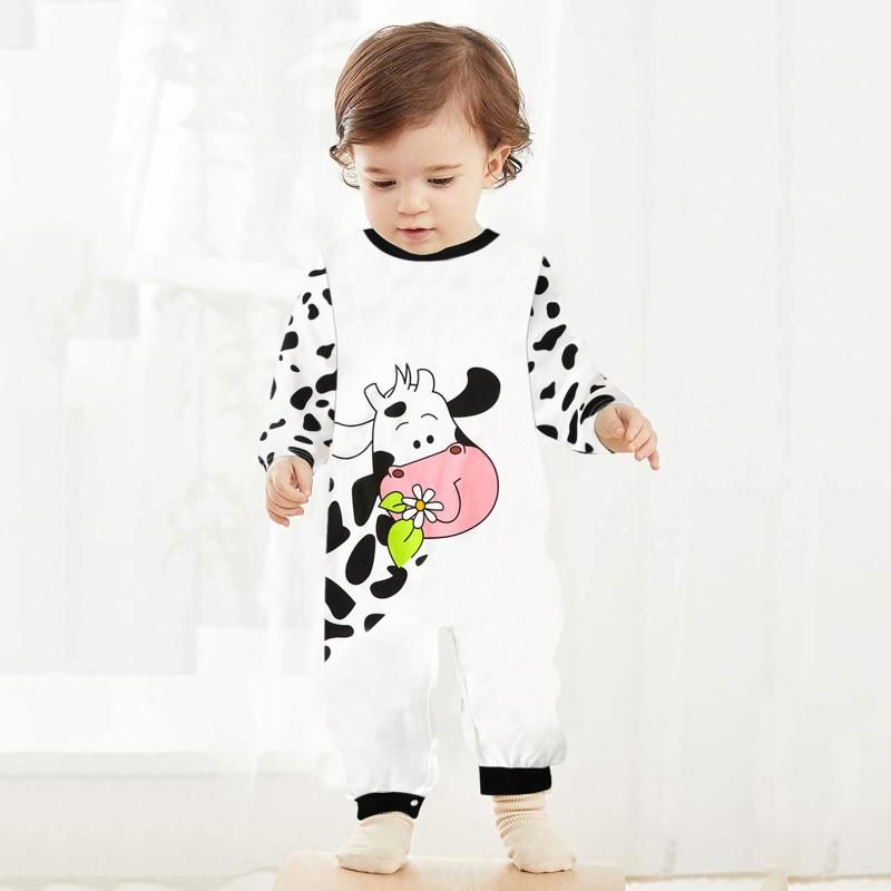 Noubeau Baby Infant Boy Girl Short Sleeve Cartoon Print Jumpsuit Romper Pajamas Clothes Summer Outfits 