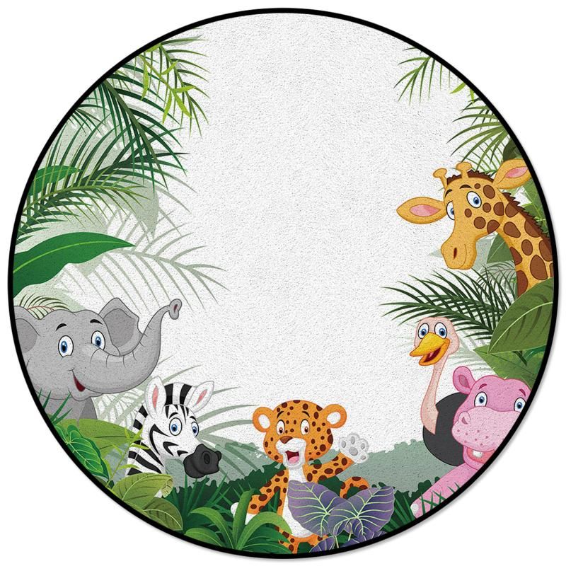 Carpets Jungle Animal Cartoon Giraffe Elephant Round Rug For Living Room Home Decor Kids Children's Bedroom Area Rugs Mats Carpets Jungle Animal Cartoon Giraffe Elephant Round Rug For Living Room Home Decor Kids Children's Bedroom Area Rugs Mats