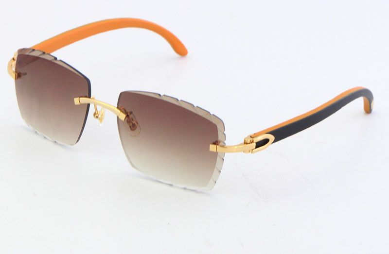 Lente marrone in oro in legno nero arancione