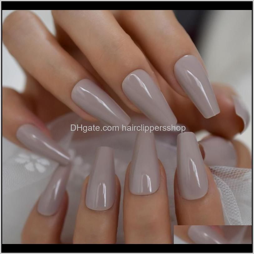 Glossy Light Brown Grey Shiny Long Ballerina Press On Fake Art Tips Coffin Salon False Finger Nails Faux Ongle P30zb C4kqn From Hotclipper 2 28 Dhgate Com