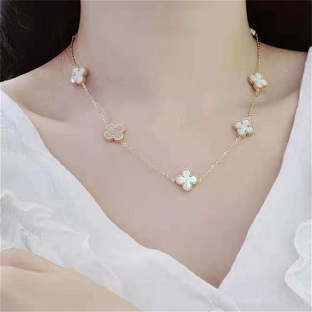 Gold White Necklace-20cm