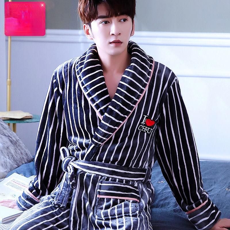 Men's Soft Housecoat Bath Robe Dressing Gown Gents Long Sleeve Sleepwear Robes Men's Soft Housecoat Bath Robe Dressing Gown Gents Long Sleeve Sleepwear Robes