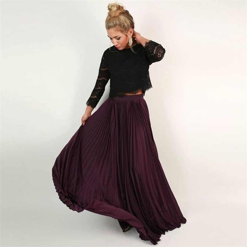 Compre Calle Estilo Gasa Penetrado Maxi Falda Verano Uva Púrpura Vendimia  Faldas Largas Mujeres Saia Faldas Jupe Hecha A Medida 210527 A 78,98 € Del  Long06 | Es.Dhgate.Com