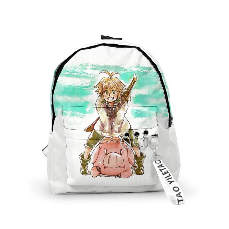 Elizabeth The Seven Deadly Sins 3D Animation USB Backpack School Bag School Bookbag Travel Bag Computer Bag 
