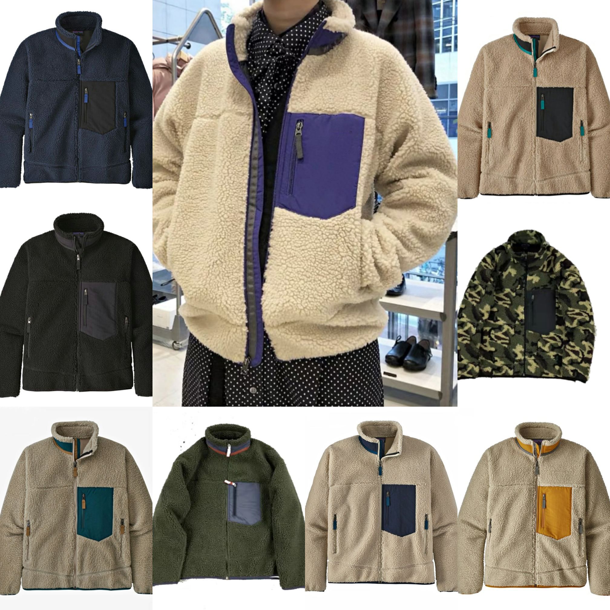 Diseñador hombre patagonia chaqueta patagonia grueso cálido abajo clásico retro otoño invierno pareja modelos cordero cachemira vellón abrigo hombres mujer ropa