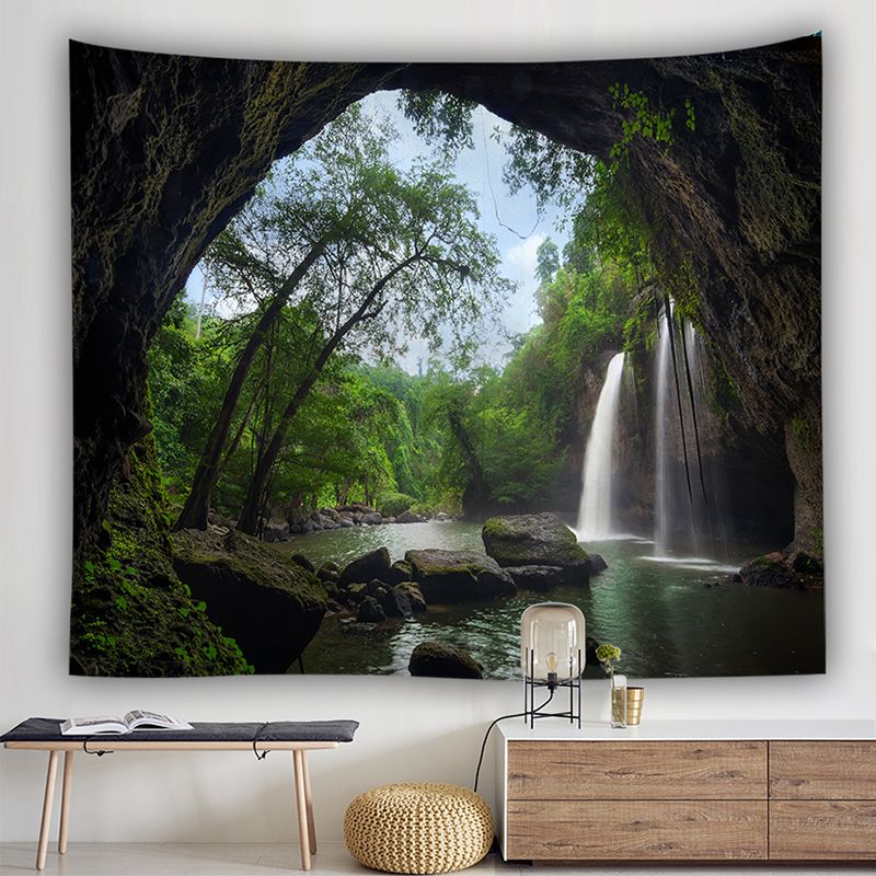 Waterfall Tapestry Green Jungle Forest Tree Nature Landscape Tapestries