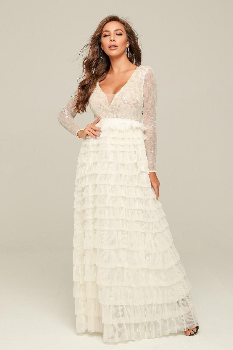 Compra Vestidos Casuales Vestido Largo Blanco Elegante Fiesta De  Celebridades Fiesta De Las Mujeres Club De Noche Moda Boda Sexy Cuello En V  Vestidos Barato | Entrega Rápida Y Calidad | Es.Dhgate