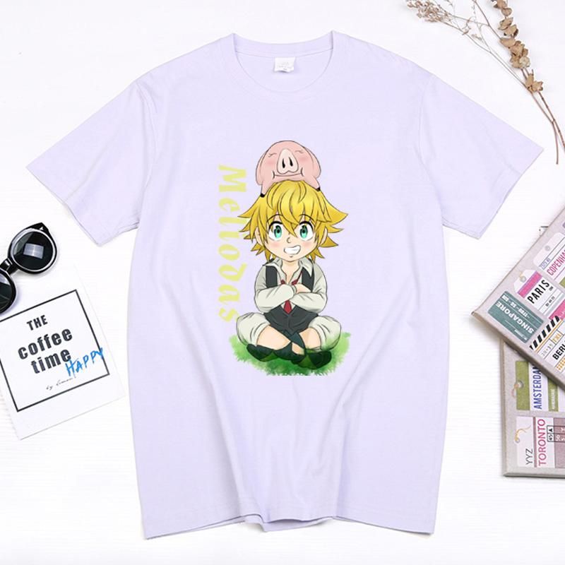 Camiseta para mujer Siete pecados mortales Femenino Camiseta Kawaii Meliodas Anime Ropa Nanatsu No Taizai