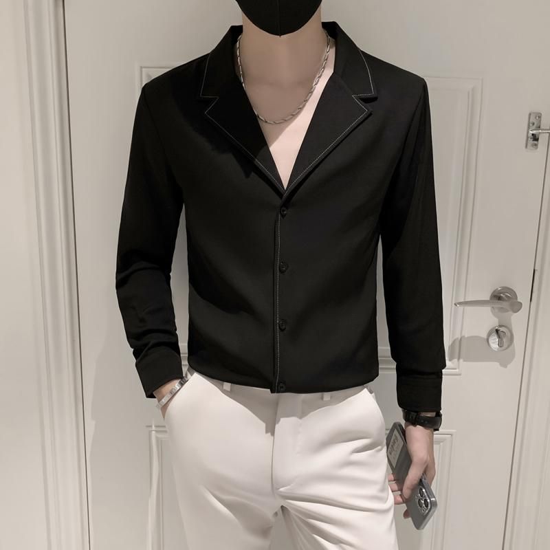Mens Casual Shirts Nightclub Prom Deep 