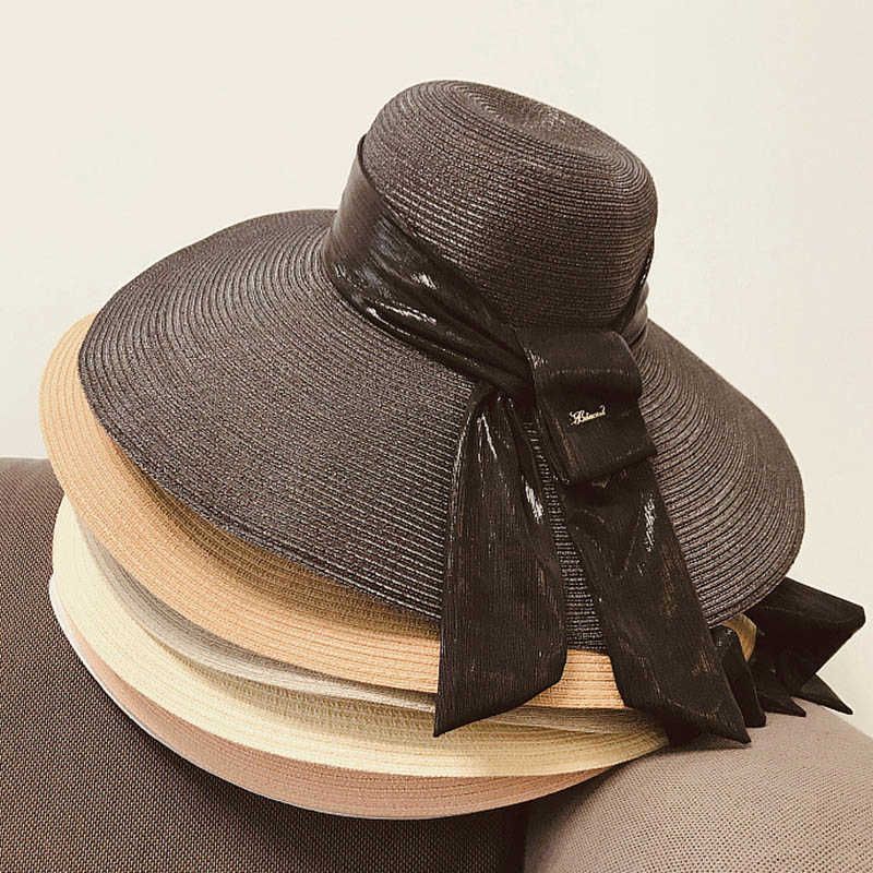 Elegant Large Brim Summer Hats Ribbon 