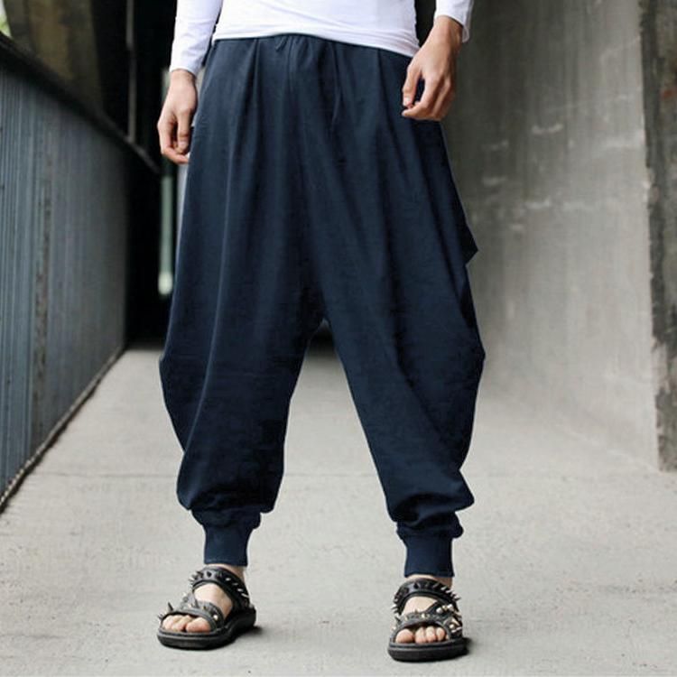 Compra Pantalones Para Hombres 2021 Harem De Algodón Hombres Japoneses  Sueltos Joggers Pantalones Mans Cross Pantalones Pierna Ancha Bolso Barato  | Entrega Rápida Y Calidad | Es.Dhgate