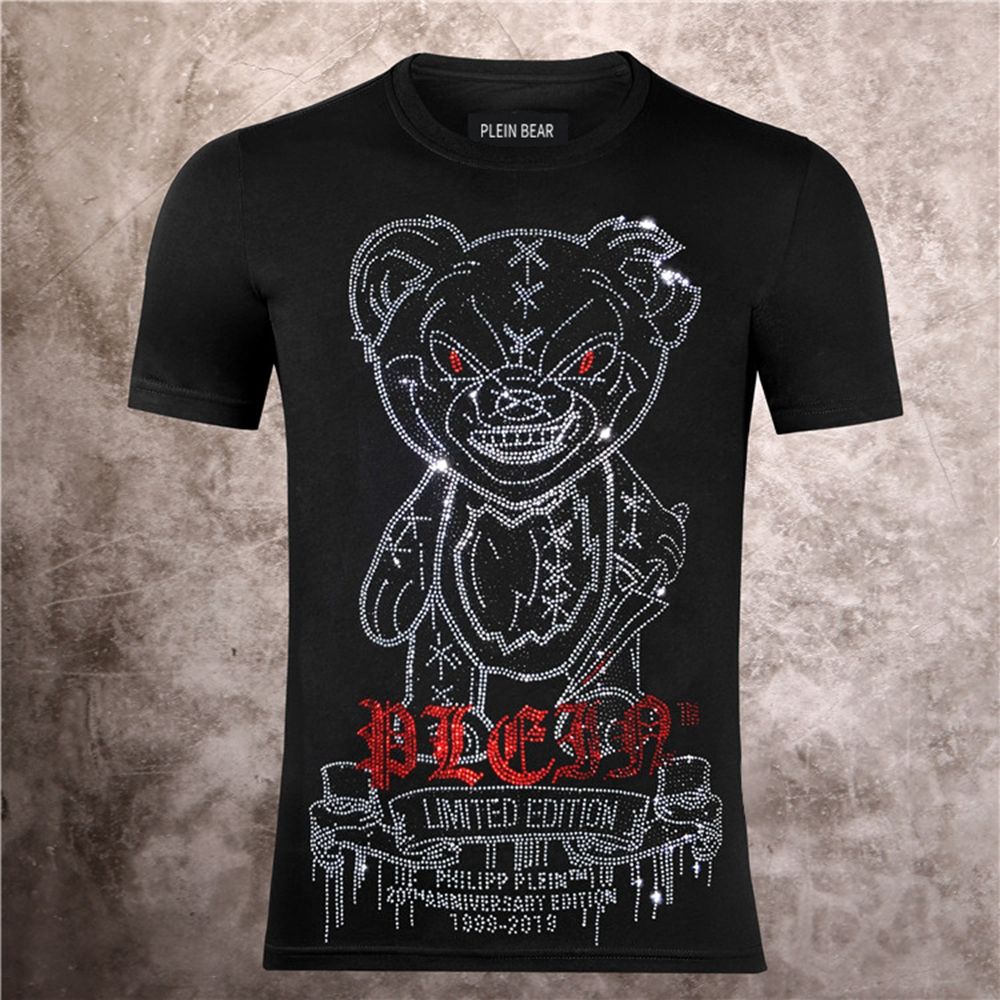 Spring New Men's T-shirt High Quality Bear Rhinestone Sports Trend