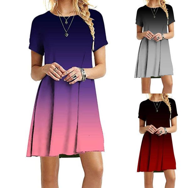 Vestido De Mujer De Moda De Verano Casual Cuello Redondo Est Vestido De Mujer De Moda De Verano Casual Cuello Redondo Est