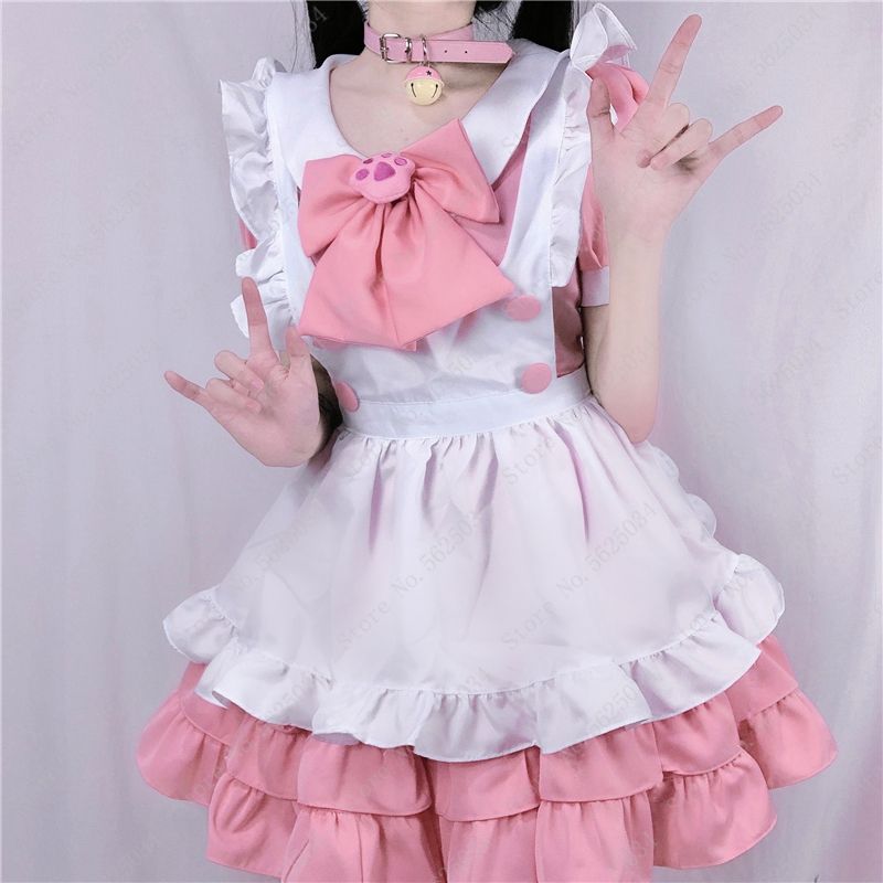 Anime disfraces anime kawaii rosa vestido lolita sexy francés doncella delantal cosplay traje chicas mujeres fiesta Anime disfraces anime kawaii rosa vestido lolita sexy francés doncella delantal cosplay traje chicas mujeres fiesta