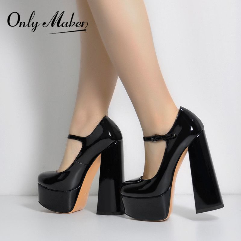 Onlymaker Womens Fashion Ankle Strap Platform High Heel Mary Jane Stiletto Pumps Party Dress Shoes