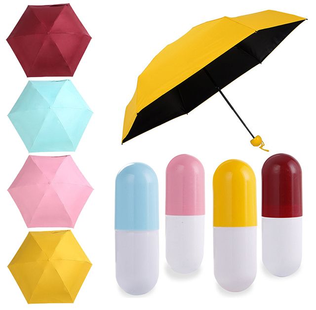 1 unid mini luz pequeño bolsillo paraguas cápsula anti-uv protector solar a prueba de
