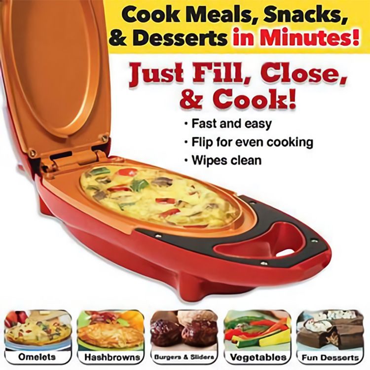 Red Copper Electrical Pizza Pan 5 Minute Cookware Chef Non Stick