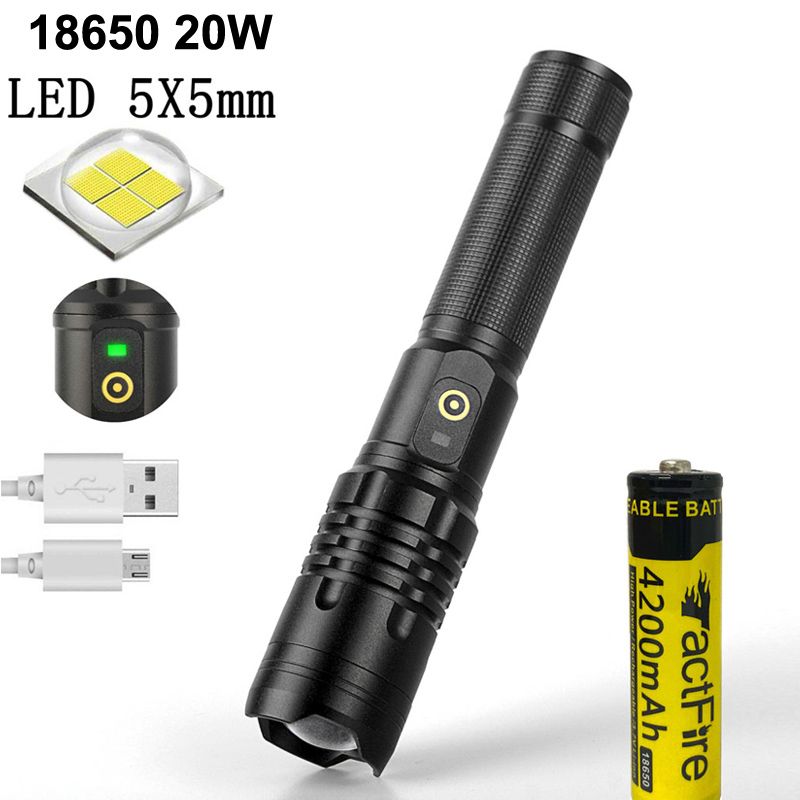 Alternativ: 1 x 18650 batteri 20W facklor