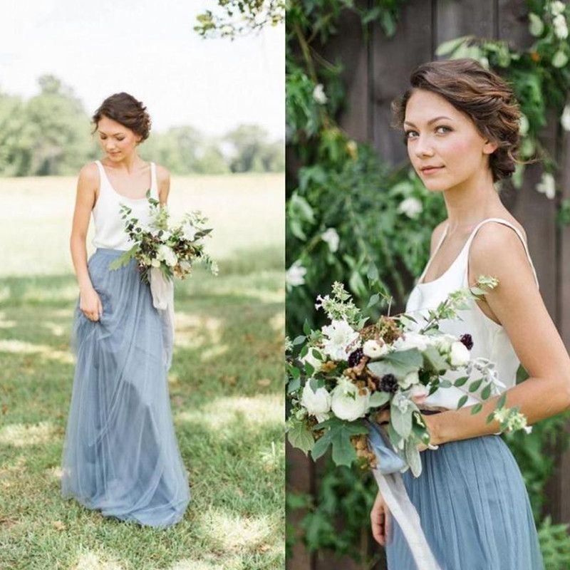 2021 Vintage Dos tonos Vestidos de dama de honor country Body Maid of Honor Vestidos Scoop 2021 Vintage Dos tonos Vestidos de dama de honor country Body Maid of Honor Vestidos Scoop