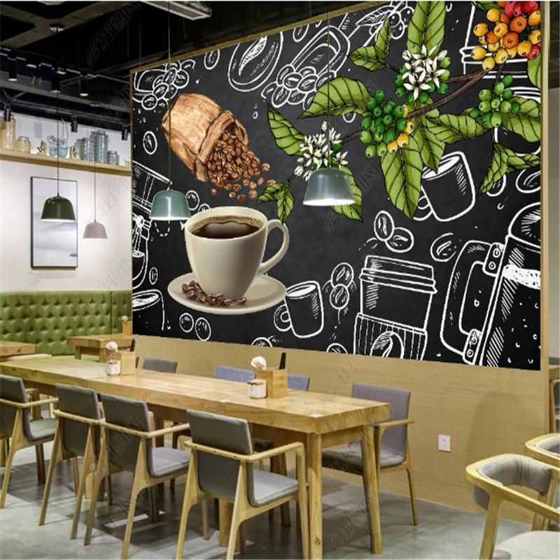 Hand Drawn Doodle Ethnic Style Coffee Wall Paper 3D Coffee Shop Cafe Restaurant Industrial Decor Background Mural Wallpaper 3D AliExpress Mobile