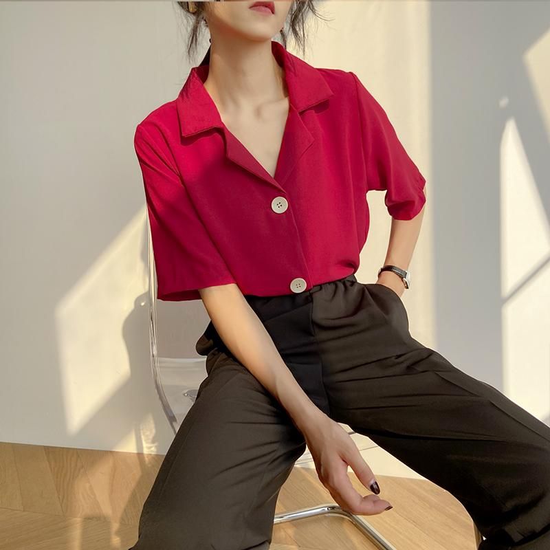 Compra Blusas De Mujer Camisas Sólidos Blancos / Burdeos Mujeres Cortas 2021  Verano Manga Casual Blusa Oficina Damas Blusas Mujer Barato | Entrega  Rápida Y Calidad | Es.Dhgate