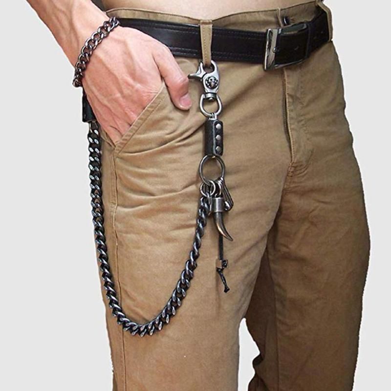 Billetera Cadena de llavero pantalones cadena cadena para bicicleta metal Skull 3 piezas 64cm 