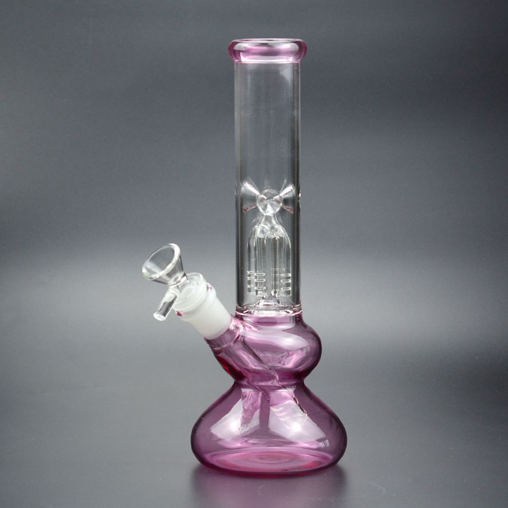 10" Hookah Water Pipe Bong Smoking Pipe Pink Beaker Glass with ICE Catcher 18.8 