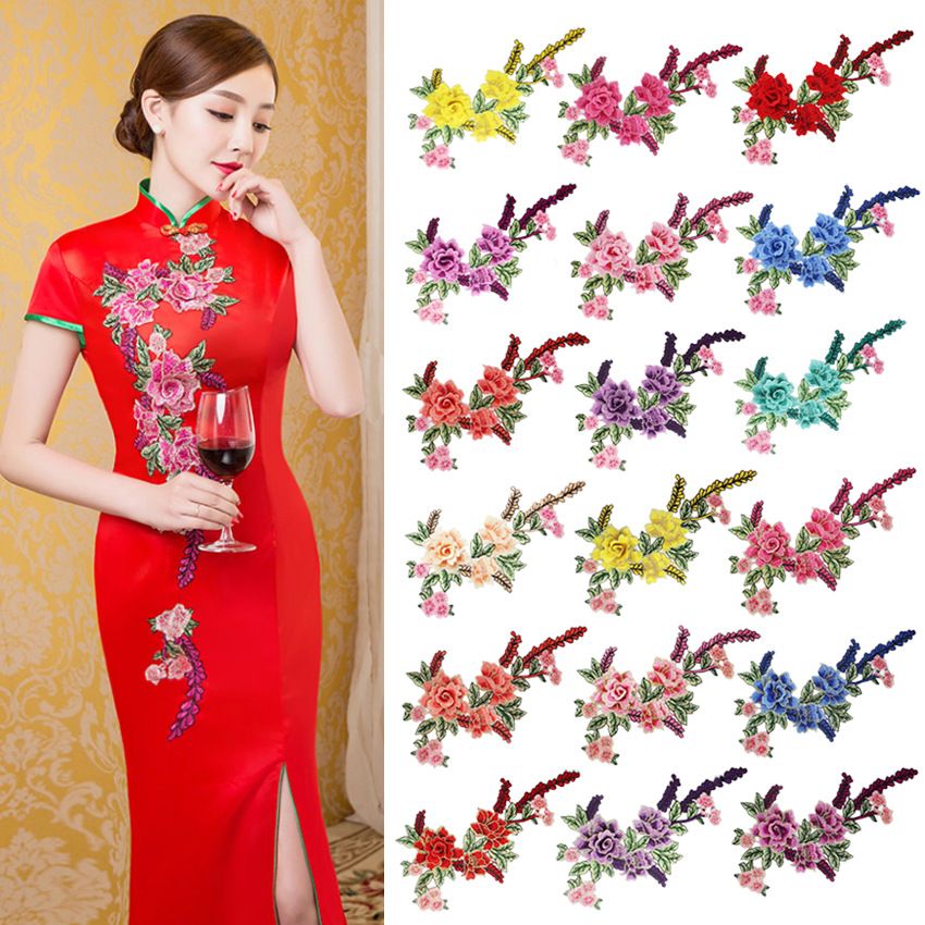 Bordado flores de coser en parches apliques coser insignia bordado bricolaje para pantalones