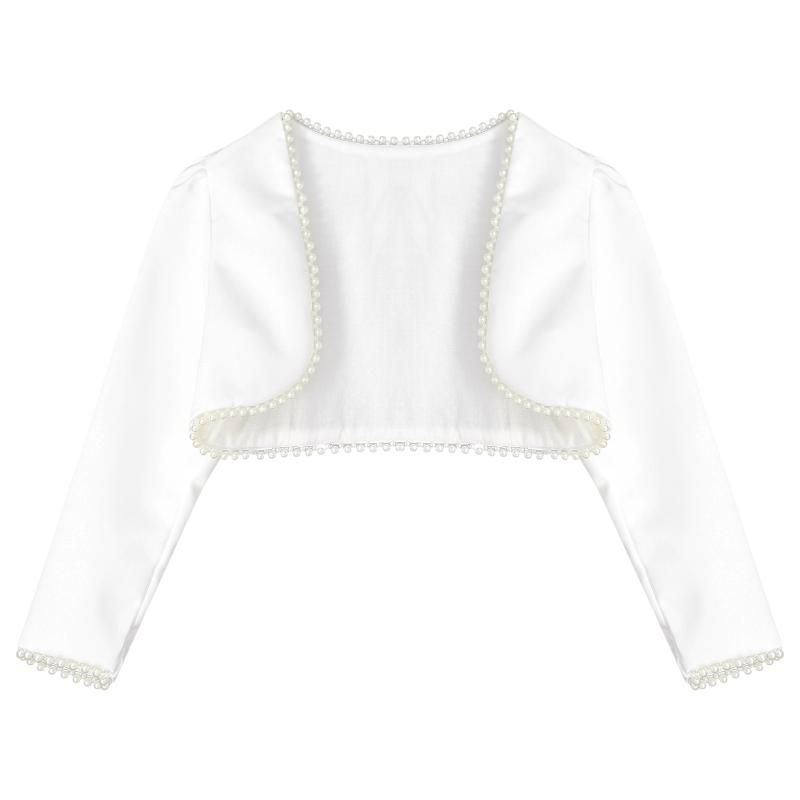 Little Girls White Satin Short Sleeved 