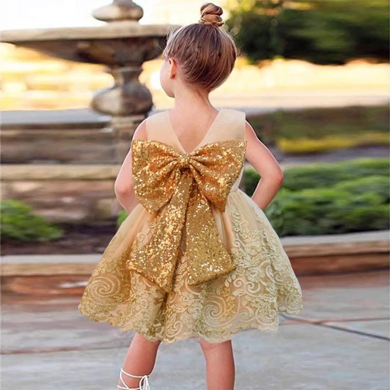 de flores de oro año vestido de cumpleaños para niña ropa de bebé arco