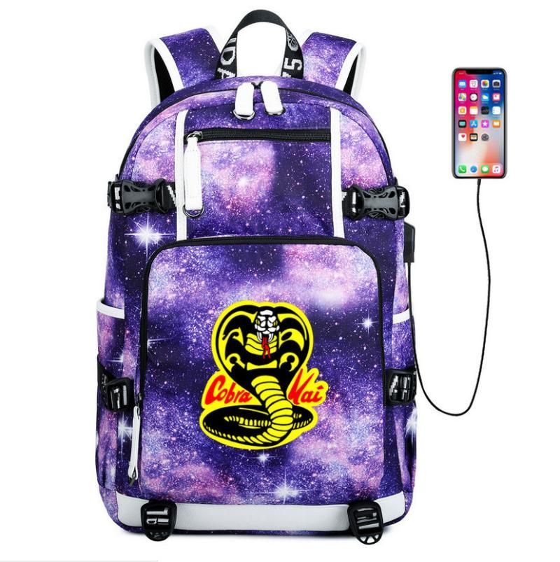 Compra Mochila COBRA KAI LA SAGA KARATE KID SAGE CONTINUAR VIAJE BOLSA DE  LA ESCUELA DE LA ESCUELA USB CARGA DE LA CARÁCRAS PARA EL HORADOR PORTILLO  Barato | Entrega Rápida Y