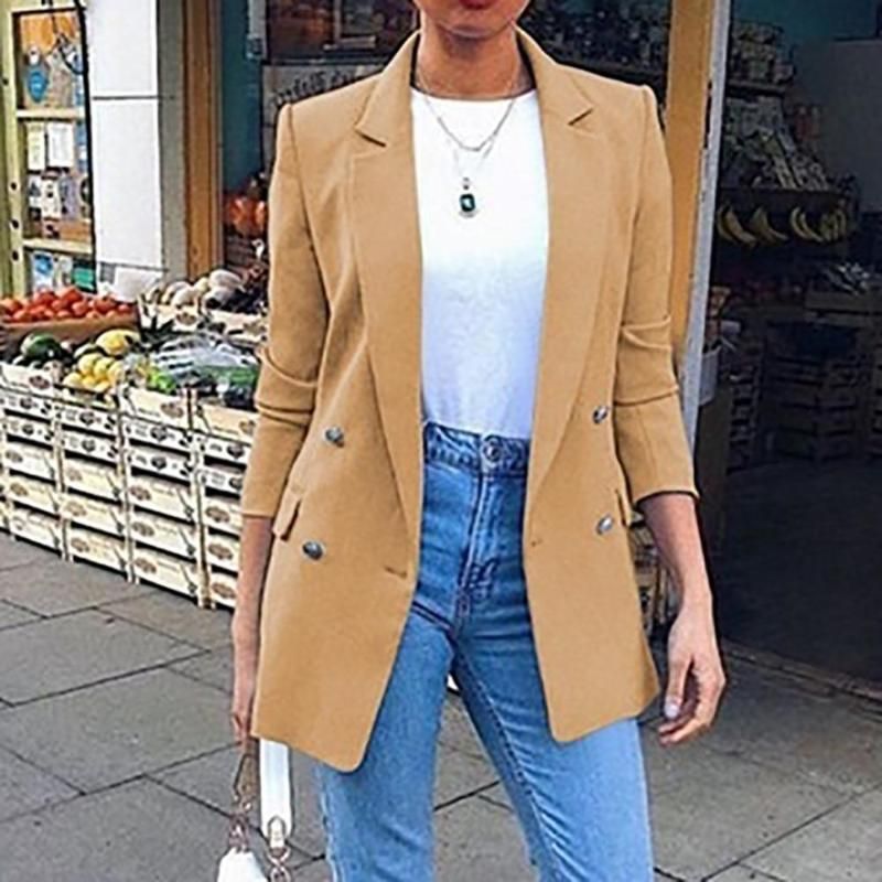 Compra Blazers Blazers Blazers Blazer 2021 Mujeres Plus Talla Grande Otoño  Sólido Manga Larga Muesca Botón Casual Damas Oficina Oficina Oficina  Elegante Barato | Entrega Rápida Y Calidad | Es.Dhgate