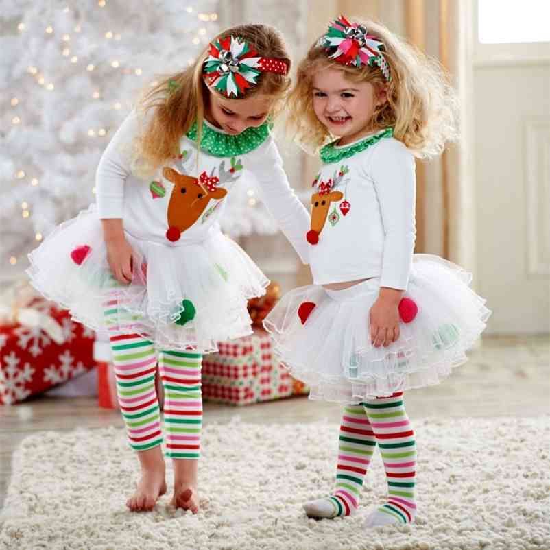 Kids Bambino Ragazze Natale Top Tulle Tutù Pantaloni Leggings nuovi abiti vestiti Set 