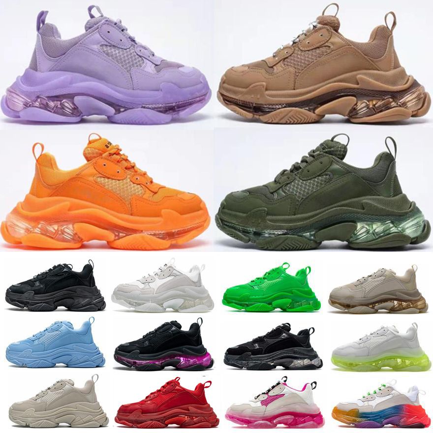 2023 TOP Quality Crystal Bottoms Mens Casual Shoes Paris 17 FW Triple s Designer Fashion Vingate Multi Color Platform Chaussures Men Women Sneakers