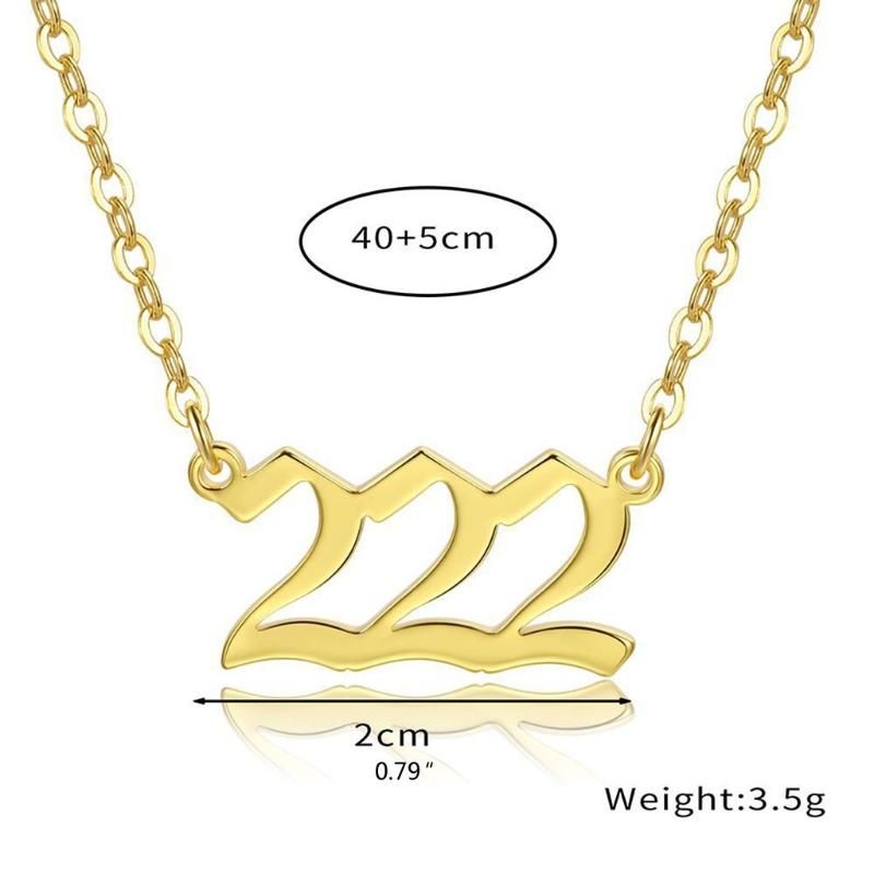 BABIYA Angel Number Necklace for Women Gold Plated Dainty 111 222 333 444 555 666 777 888 999 Pendants Choker Chain Numerology Jewelry 