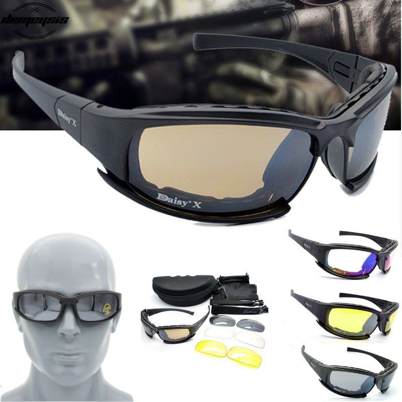 X7 gafas militares tácticas de sol ejército con 4 lentes para la caza