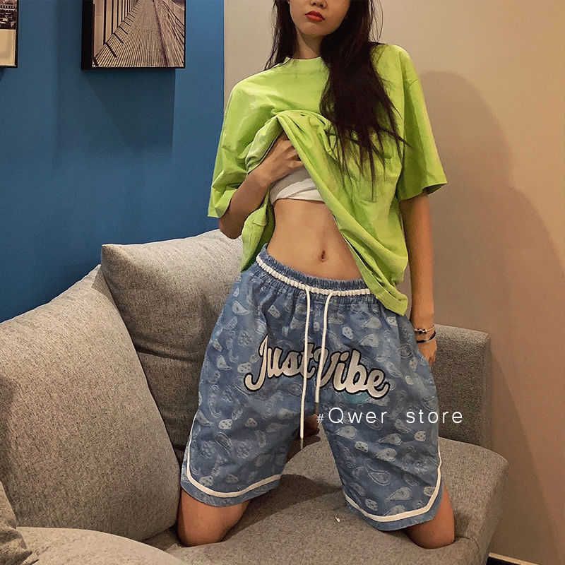 Compra Qweek 2021 Pantalones Cortos De Verano Mujeres Harajuku High Cintura  De Gran Tamaño Hip Hop Ciclismo Sweat Shorts Streetwear Azul Vintage  Aesthetic X0715 Barato | Entrega Rápida Y Calidad | Es.Dhgate
