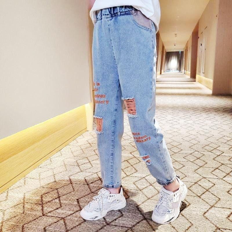 Compra Pantalones Vaqueros Chicas De Estilo Coreano Ropa Para Niños 3 13  Años De Edad, Primavera Y Verano Para Niños Pantalones Sueltos Denim.  Barato | Entrega Rápida Y Calidad | Es.Dhgate