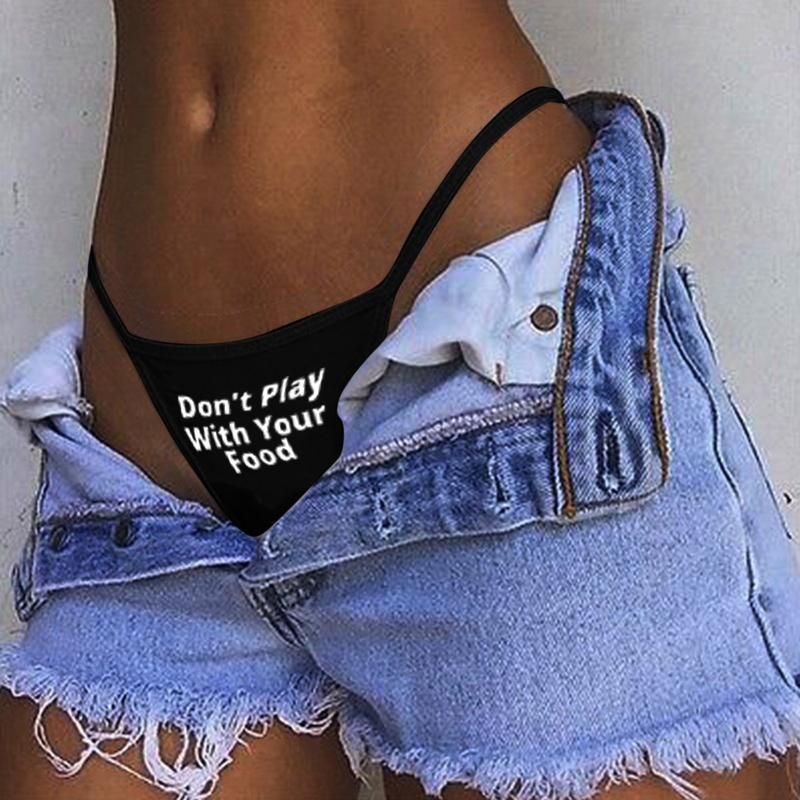 Pantías de mujer Mujeres Tangas negras Ropa interior Letra sexy Propiedades calzoncillos de G-
