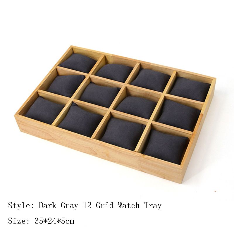 Dark grey 12 grid watch tray