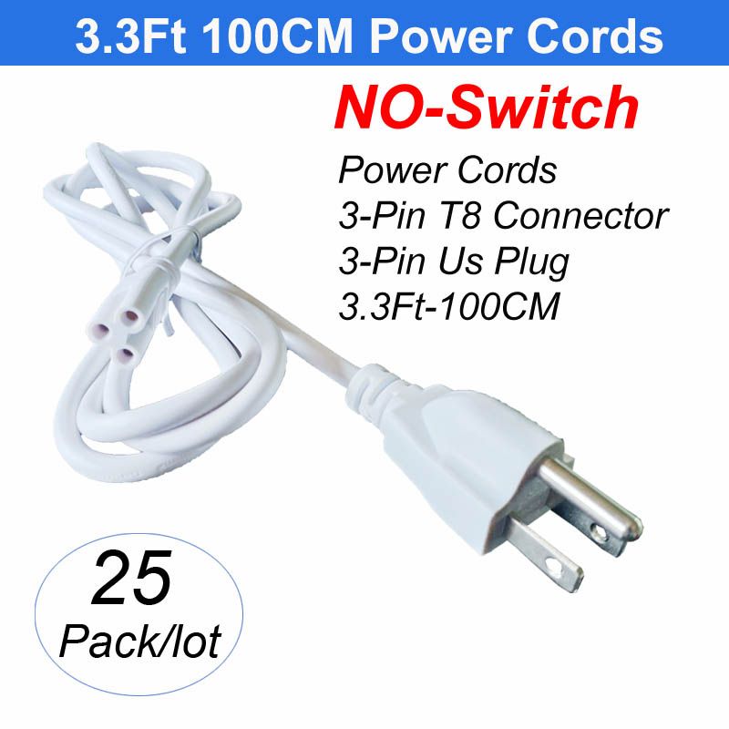 3PIN 3.3FT 100CM Power Cords Geen Switch