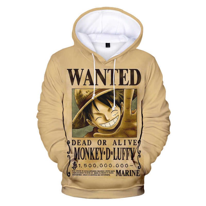 Compra One Piece Wanted Poster Impreso 3D Con Capucha Hombres Adolescentes  Luffy Zoro Sanji Nami Chopper Oferta Una Sudadera De Recompensa Q0814  Barato | Entrega Rápida Y Calidad | Es.Dhgate