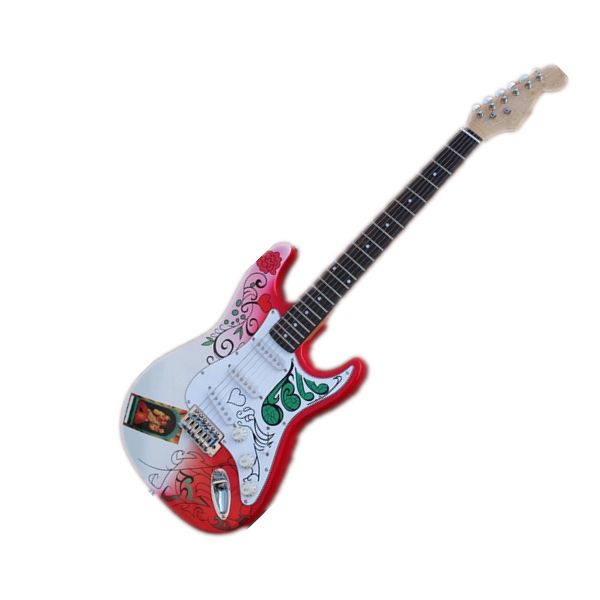 Compra Guitarra Eléctrica De Strat Personalizada, Guitarra Blanca, Chapa De  Pintura Roja, Pickhps De SSS, Botones De Chierros De Puente De Un Solo  Manivela, Barato | Entrega Rápida Y Calidad | Es.Dhgate