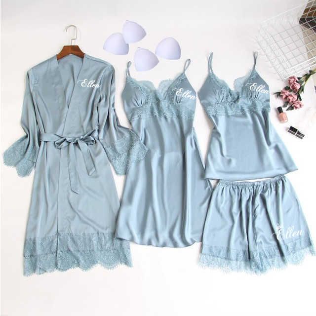 Conjunto de 4 pcs cinza azul