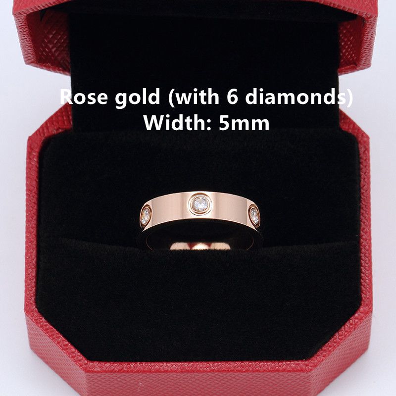 5mm rosa ouro com 6 diamante (sem caixa)