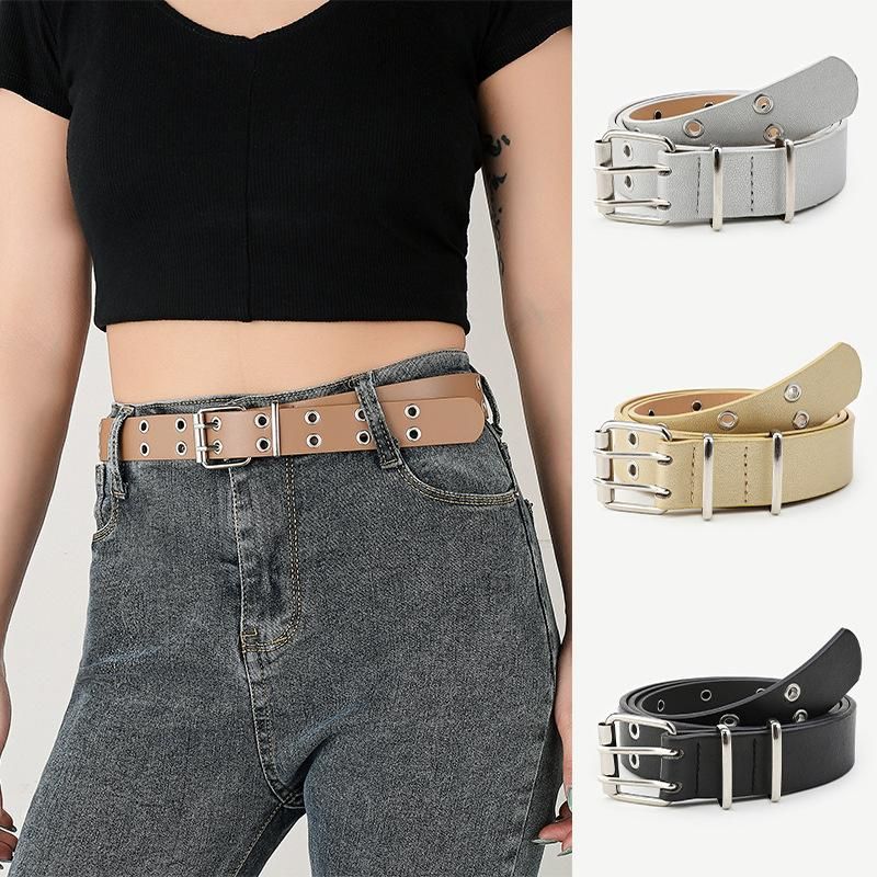 Cinturón Punk De Doble Ojal Para Mujer Cuero De Pu Para Cinturón Punk De Doble Ojal Para Mujer Cuero De Pu Para
