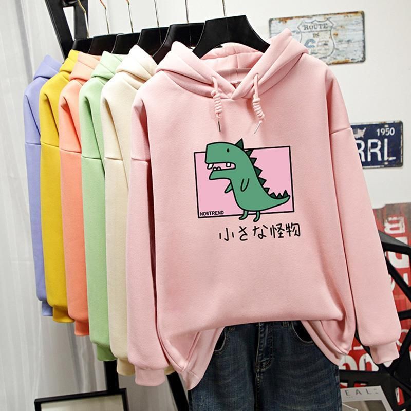 Compra Harajuku Kawaii Dibujos Animados Dinosaurio Para Mujer Sudadera De  Manga Larga Con Capucha Suelta Otoño Invierno Fleece Anime Hoody Pullover  Top Barato | Entrega Rápida Y Calidad | Es.Dhgate