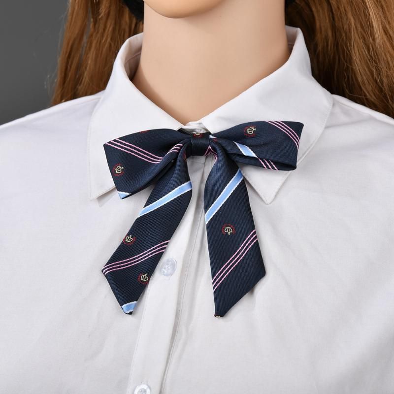 Corbatas cuello rayas femeninas Casual Bow Pie ​​para Uniforme Cuello